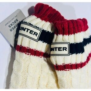 Hunter Red and Cream Knit Slipper Socks